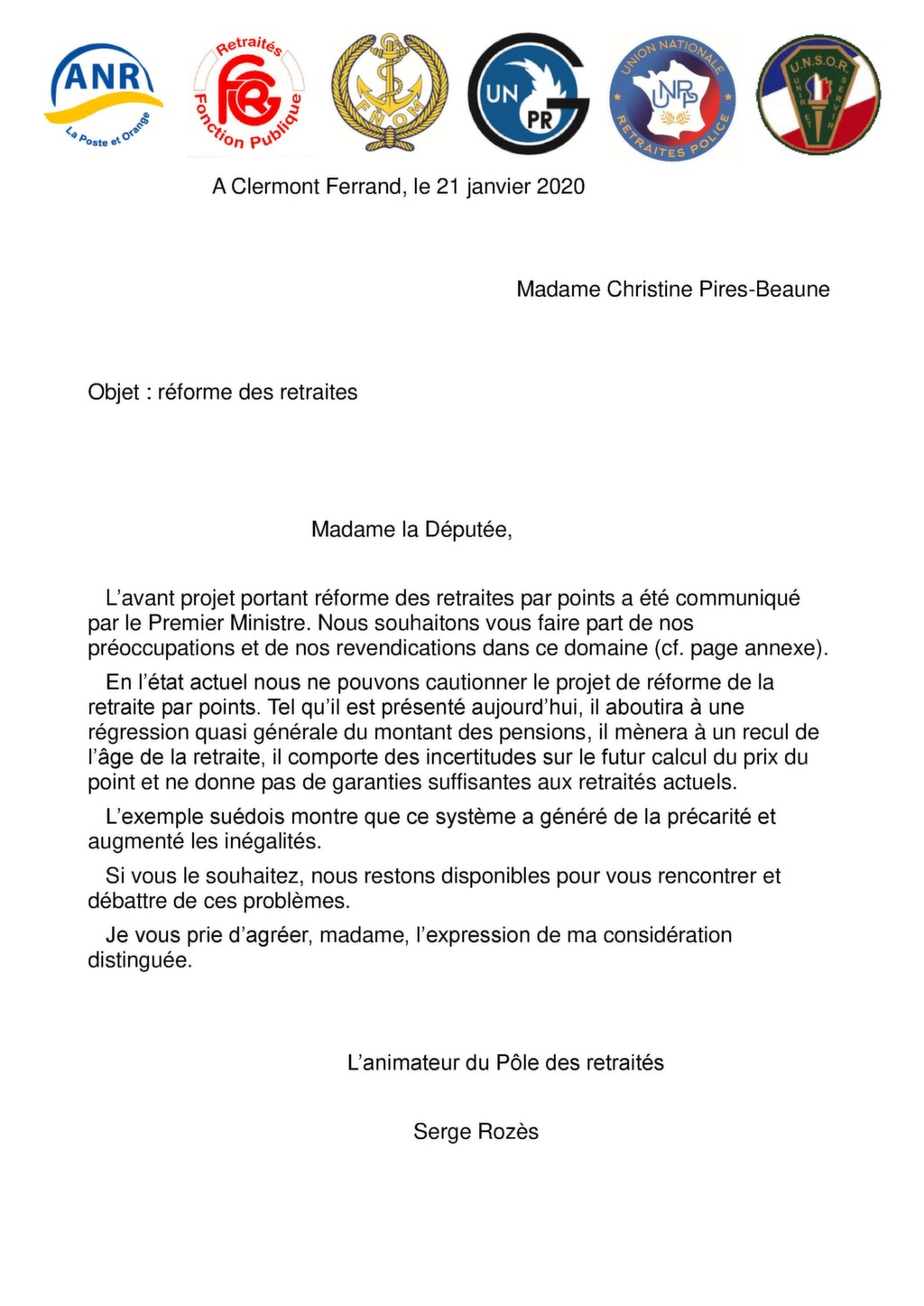 Modele lettre a un depute
